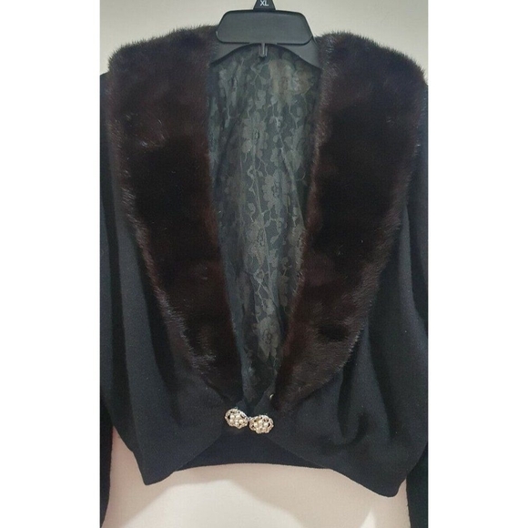 VINTAGE BLACK Fancy Fur jacket by Hadley Sze S - Picture 8 of 15
